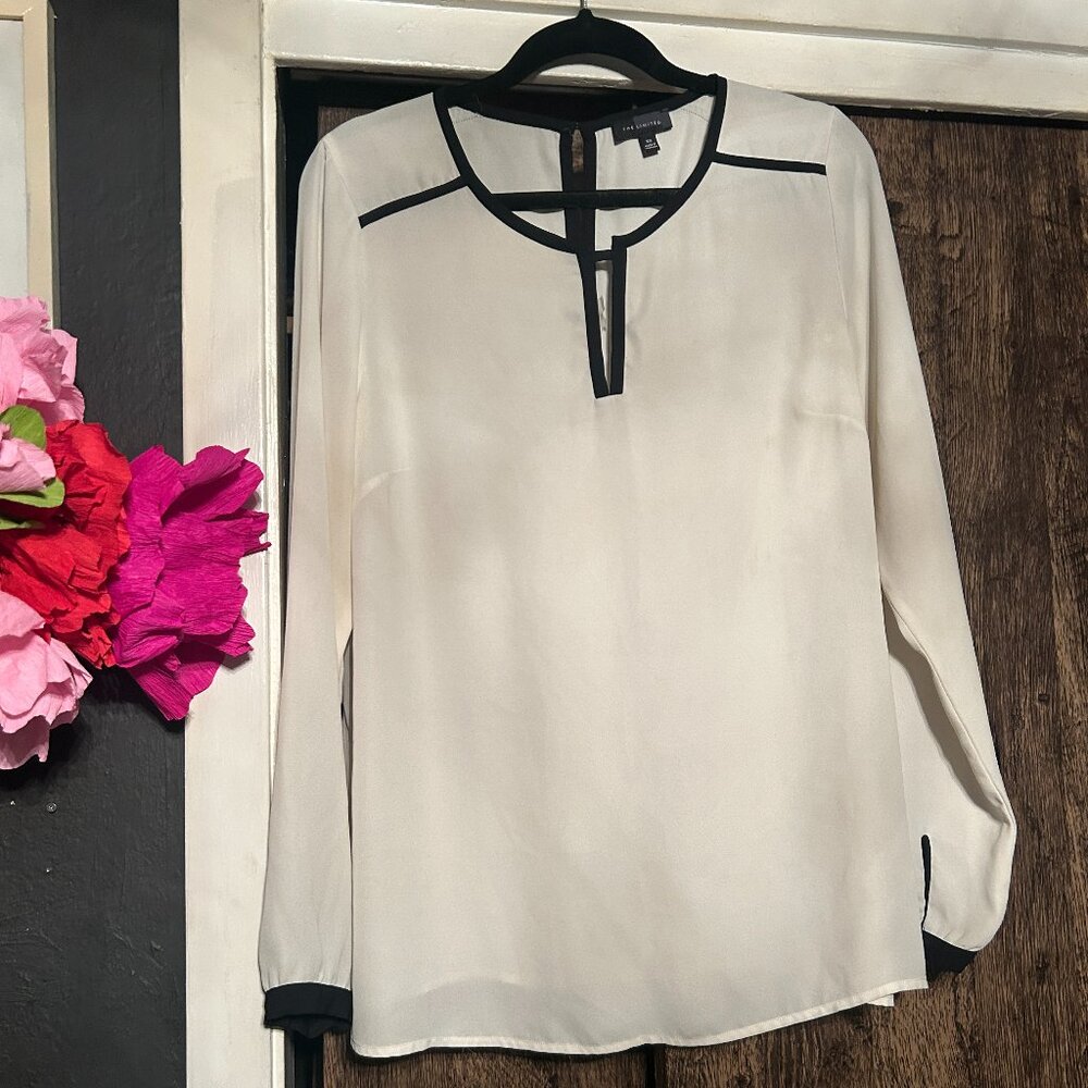 The Limited Cream Black Trim Blouse XS